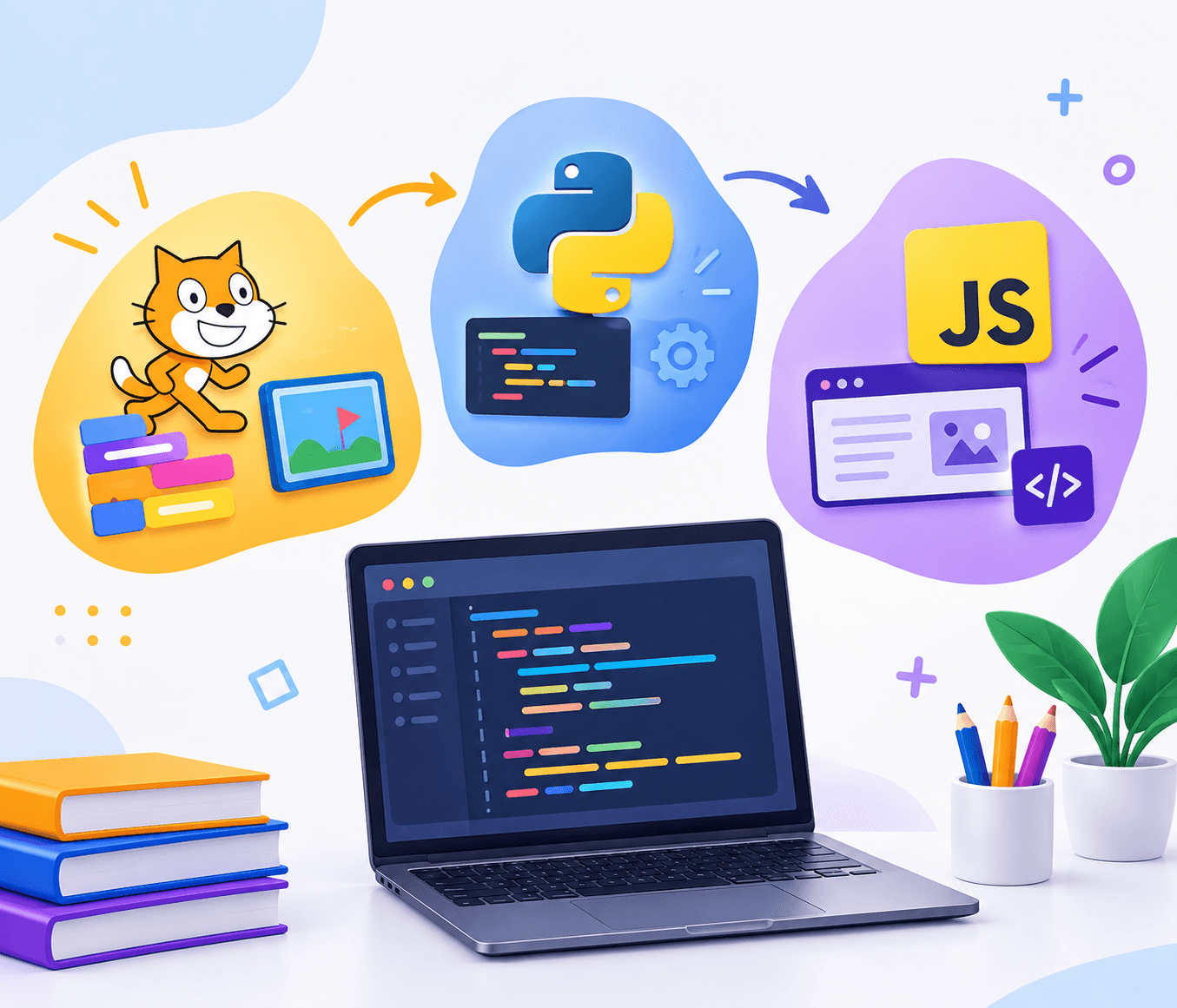 Scratch, Python , JavaScript